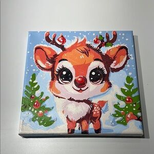 Whimsical Red and Green Reindeer Holiday Decor